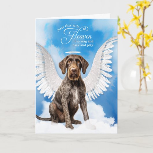 Loss of German Wirehaired Pointer Dog Pet Sympathy カード (黄色い花)