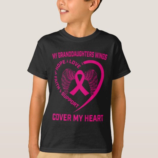 Loss Of Granddaughter Breast Cancer Heart Wings Ck Tシャツ (正面)
