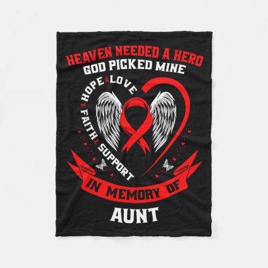 Loss Of Loved One Aunt Heart Disease Awareness Pro フリースブランケット (正面)