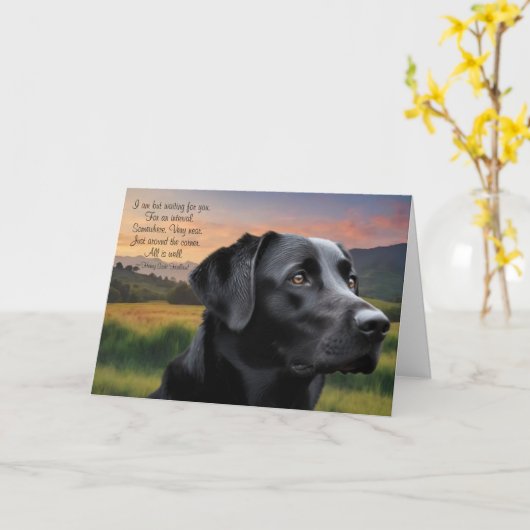 Loss of Pet Dog (Black Lab) Custom Sympathy Card カード (黄色い花)