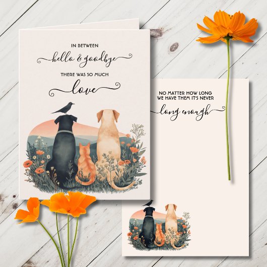 Loss of Pet Sympathy Condolence wildflower Card サンキューカード