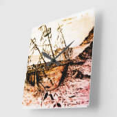 Lost and forgotten ship スクエア壁時計 (傾斜)