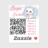 Lost and Found QR sticker Fluffy Pink シール (シート)