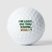Lost Golf Humor Quote With Name Text Design ゴルフボール (正面)