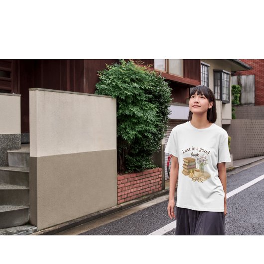 Lost in a Good Book – 読書家のためのウォーターカラー Tシャツ