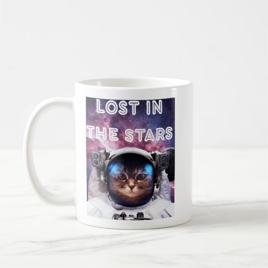 Lost in the Stars Cat Astronaut Mug コーヒーマグカップ (左)