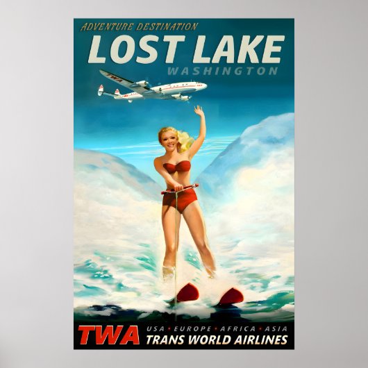 Lost Lake Washington TWA Trans World Airlines ポスター (正面)