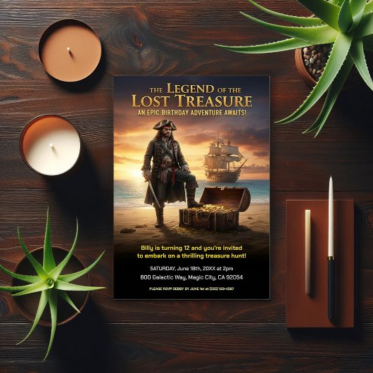 Lost  Pirate Treasure Birthday Party 招待状