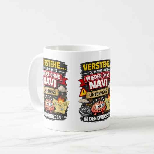 Lost Thought Process – Funny Brain Design コーヒーマグカップ (正面左)