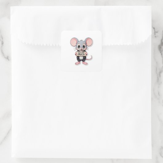 Lost Without You! – Tiny Mouse Sticker スクエアシール (バッグ)