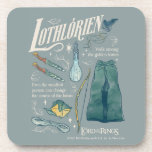 LOTHLORIEN™ Watercolor Collage Graphic コースター<br><div class="desc">Step into the golden woods of Middle-earth™ with this enchanting Lord of the Rings™ design inspired by Lothlórien™. Featuring elegant Elven elements — from flowing cloaks and intricately crafted blades to a graceful bow, vial of light, and delicate leaves drifting on the breeze — this artwork captures the quiet beauty...</div>