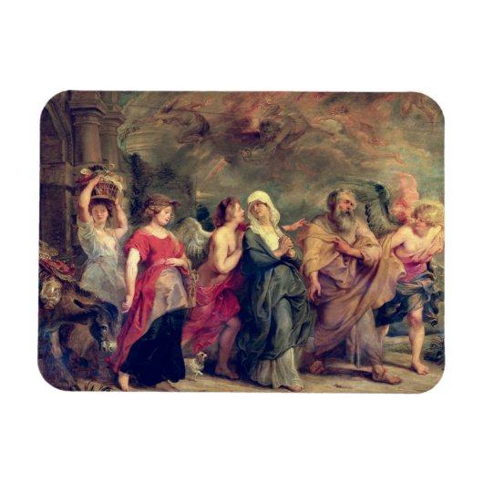 Lot's Family 離れ's Sodom, 1625 (パネル上の油) マグネット (横)
