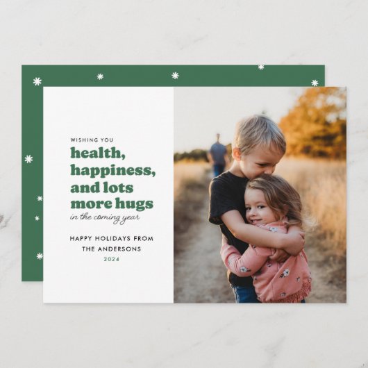 Lots More Hugsフォトホリデーカード（緑） シーズンカード (正面/裏面)