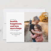 Lots More Hugsフォトホリデーカード（赤） シーズンカード (正面)