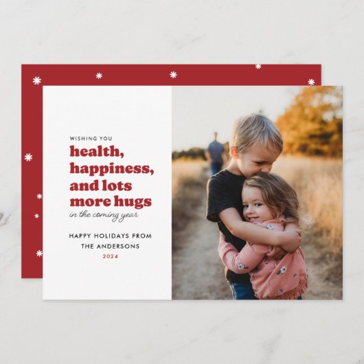 Lots More Hugsフォトホリデーカード（赤） シーズンカード (正面/裏面)