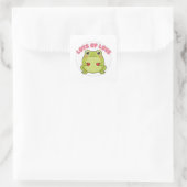 Lots Of Love Frog Sticker Cute Frog Holding Hearts スクエアシール (バッグ)