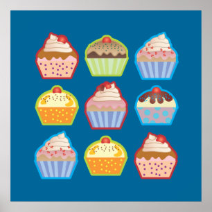 Lotsaのカップケーキの青ポスター ポスター
