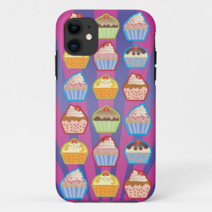 LotsaのカップケーキのPurply青い縞のiPhone 5の箱 iPhone 11 ケース