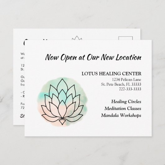 Lotusの新しいエレガントアドレスの移動 案内ポストカード (正面/裏面)