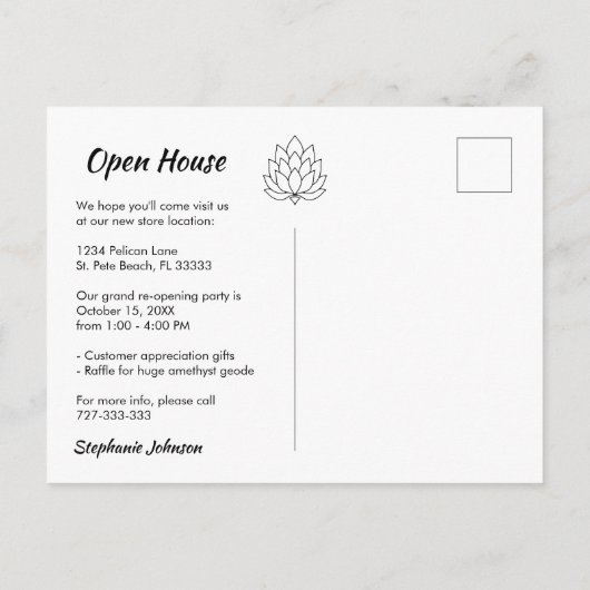 Lotusの新しいエレガントアドレスの移動 案内ポストカード (裏面)