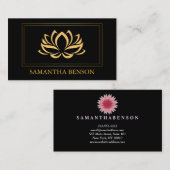 Lotusエレガント Logo Yoga Healing Health Meditation 名刺 (正面/裏面)