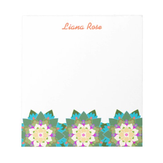 Lotusカラフルフローラパーソナライズされたメモ帳 ノートパッド (正面)