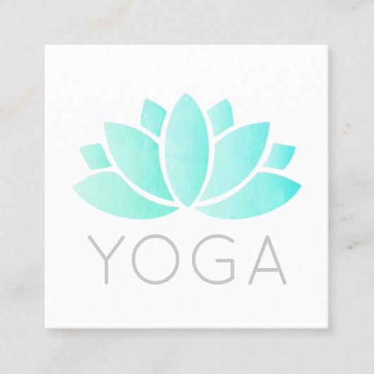 Lotusミニマルエレガントアイコンの白を消去 スクエア名刺 (正面)