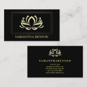 Lotusロゴエレガントヨガ癒しの健康瞑想 名刺 (正面/裏面)