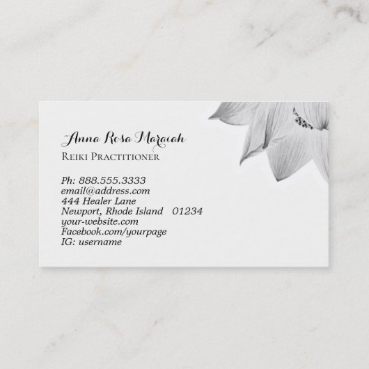 *~* Lotus霊気Energy Healer Light Filled 名刺 (裏面)