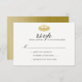 Lotus エレガント Flower Wedding RSVPカード (正面/裏面)