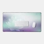 Lotus、緑の背景数々の、関数 デスクマット (キーボード&マウス)