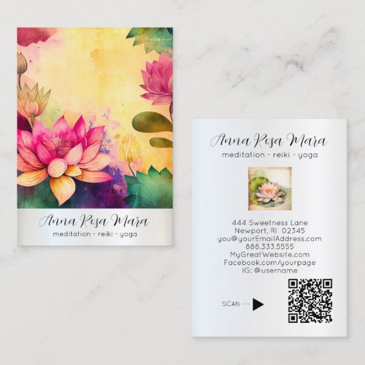 *~* Lotus 6 Art PHOTO Nature Flowers QR AP67 名刺 (正面/裏面)