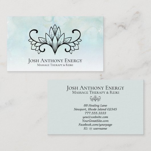 * Lotus Aqua Mint Pastel Nebula銀河系 名刺 (正面/裏面)