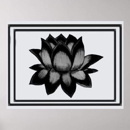 Lotus Black Grey Print,  Poster (Semi-Gloss) ポスター (正面)