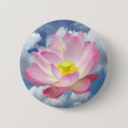 Lotus Blossomのみ+テキストとアイディア 缶バッジ (正面)