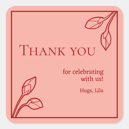 Lotus Budsパーティーパーソナライズされたシール スクエアシール (正面)