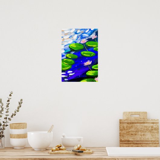 Lotus Drift：水に対する反射 ポスター (キッチン)