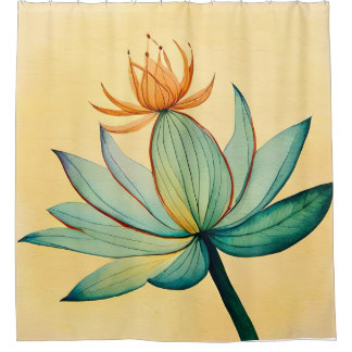 Lotus Flower シャワーカーテン