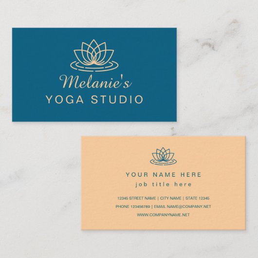 Lotus flower elegant yoga business card template 名刺 (正面/裏面)