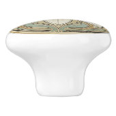 Lotus Flower Green Cream Gold Art Deco Nouveau セラミックノブ (側面)