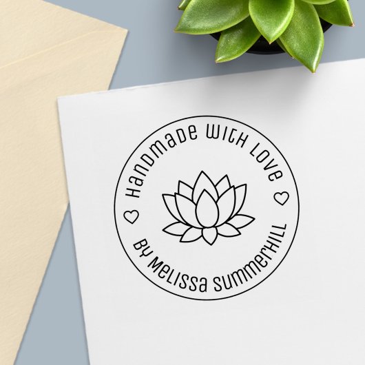 Lotus Flower Handmade with Love セルフインキングスタンプ