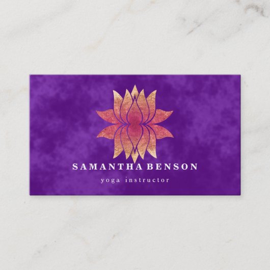Lotus Flower Logo Yoga Business Card 名刺 (正面)
