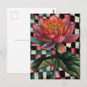 Lotus Flower on Checkerboard Background ポストカード (正面/裏面)