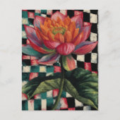 Lotus Flower on Checkerboard Background ポストカード (正面)