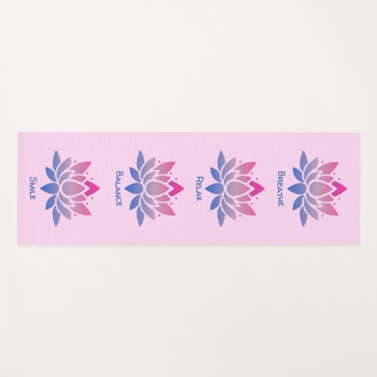 Lotus flower pink double sided ヨガマット (正面(横))