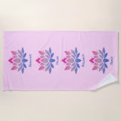 Lotus flower pink your text ビーチタオル (正面)