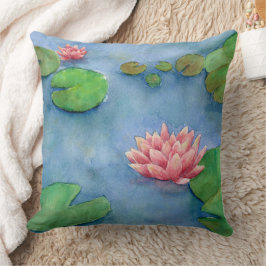 Lotus flower watercolor クッション