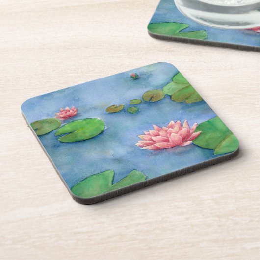 Lotus flower watercolor コースター (左側)