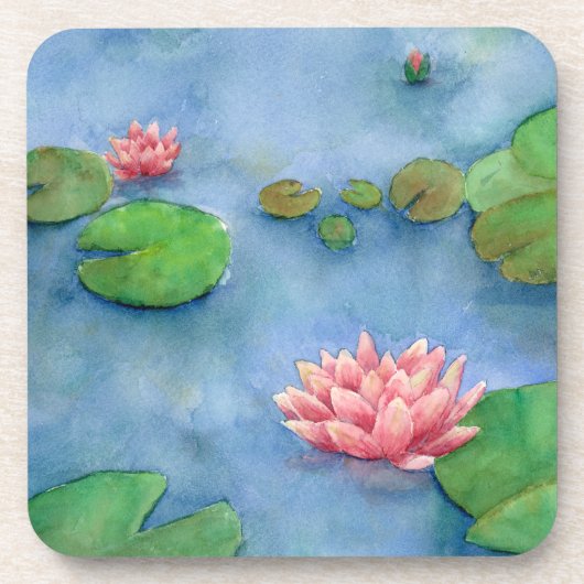 Lotus flower watercolor コースター (正面)