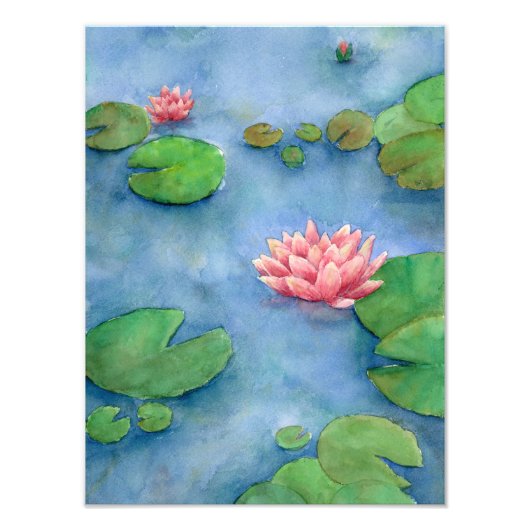 Lotus flower watercolor フォトプリント            (正面)